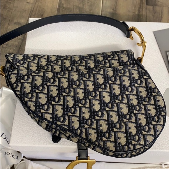 SOLD Christian Dior 2018 Oblique Saddle Bag Blue - Picture 4 of 8